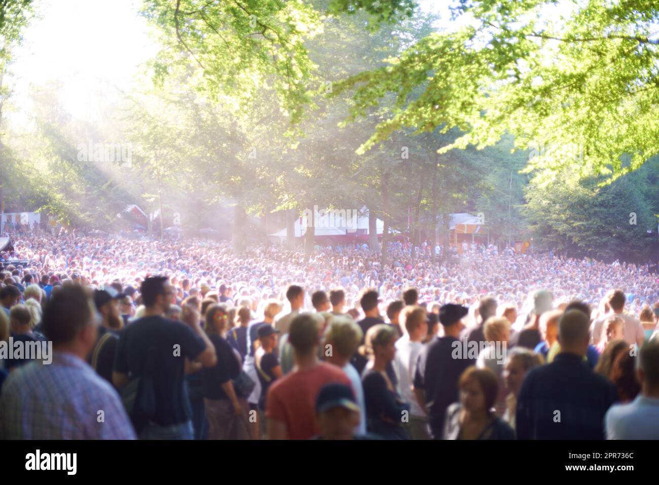 Ready for the big gig. View of a huge crowd at the Skanderborg music festival. Stock Photo