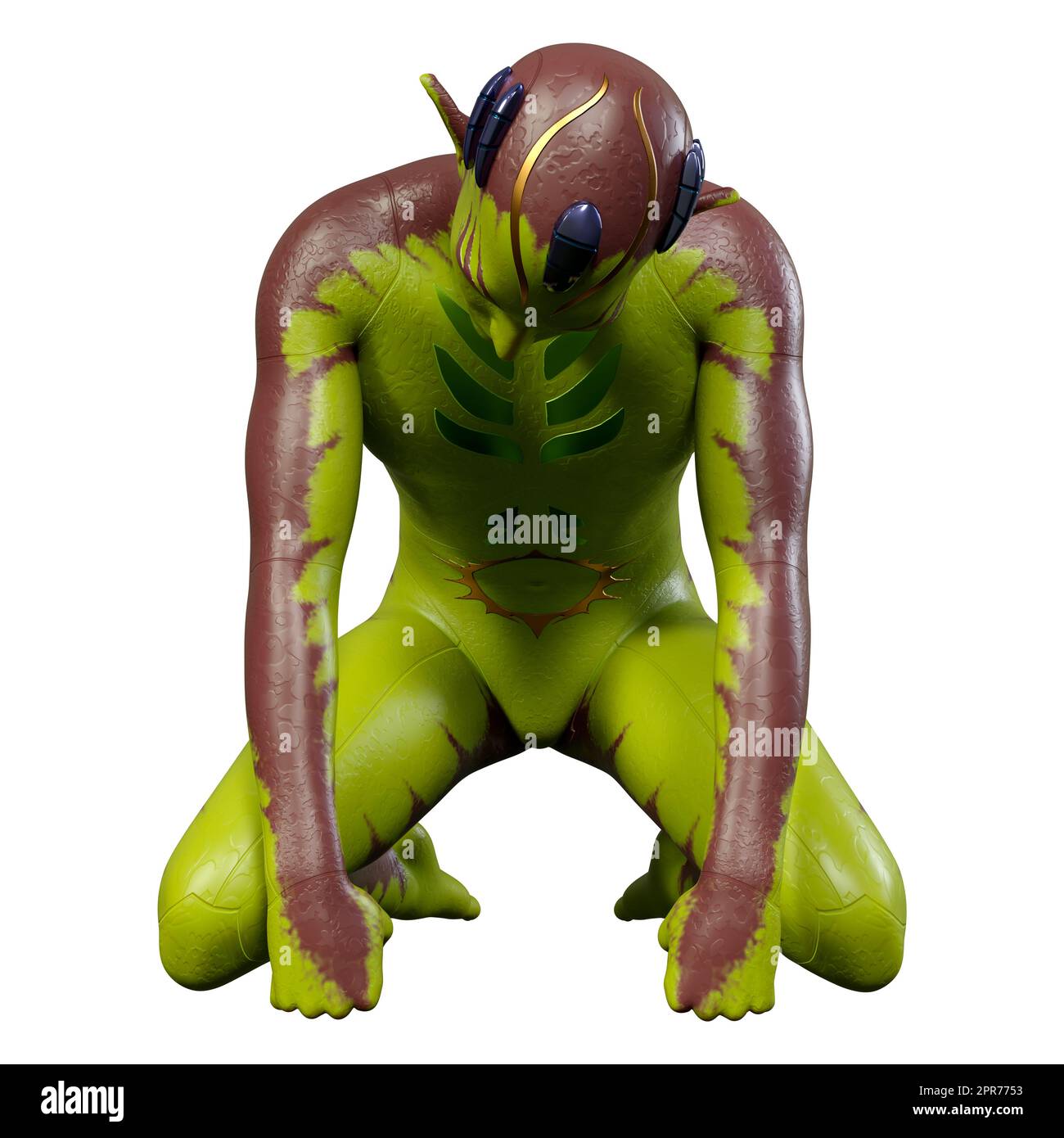 3D rendering of a green alien isolated on white background Stock Photo ...