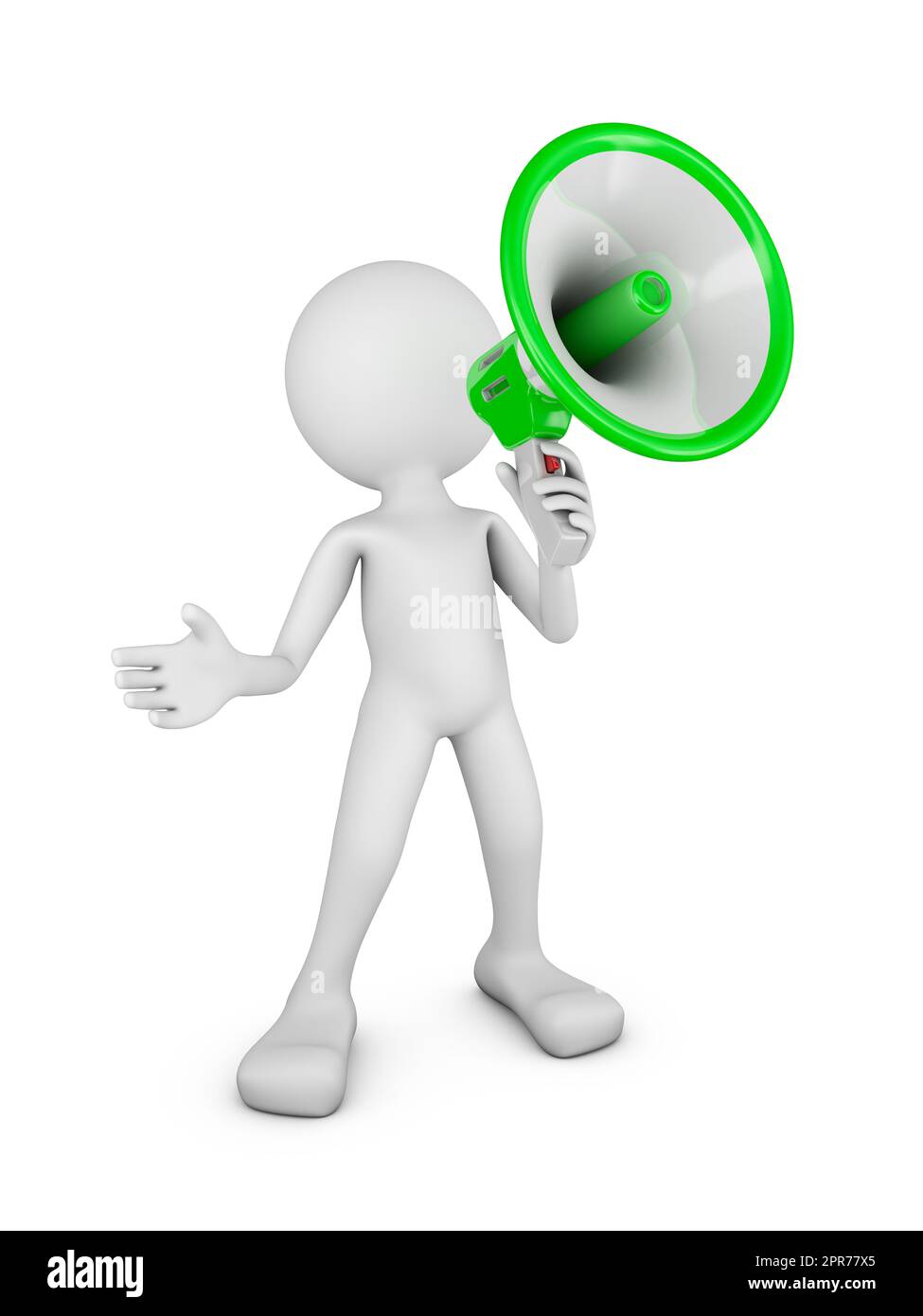 Faceless man with a megaphone on a white background. 3d render Stock ...