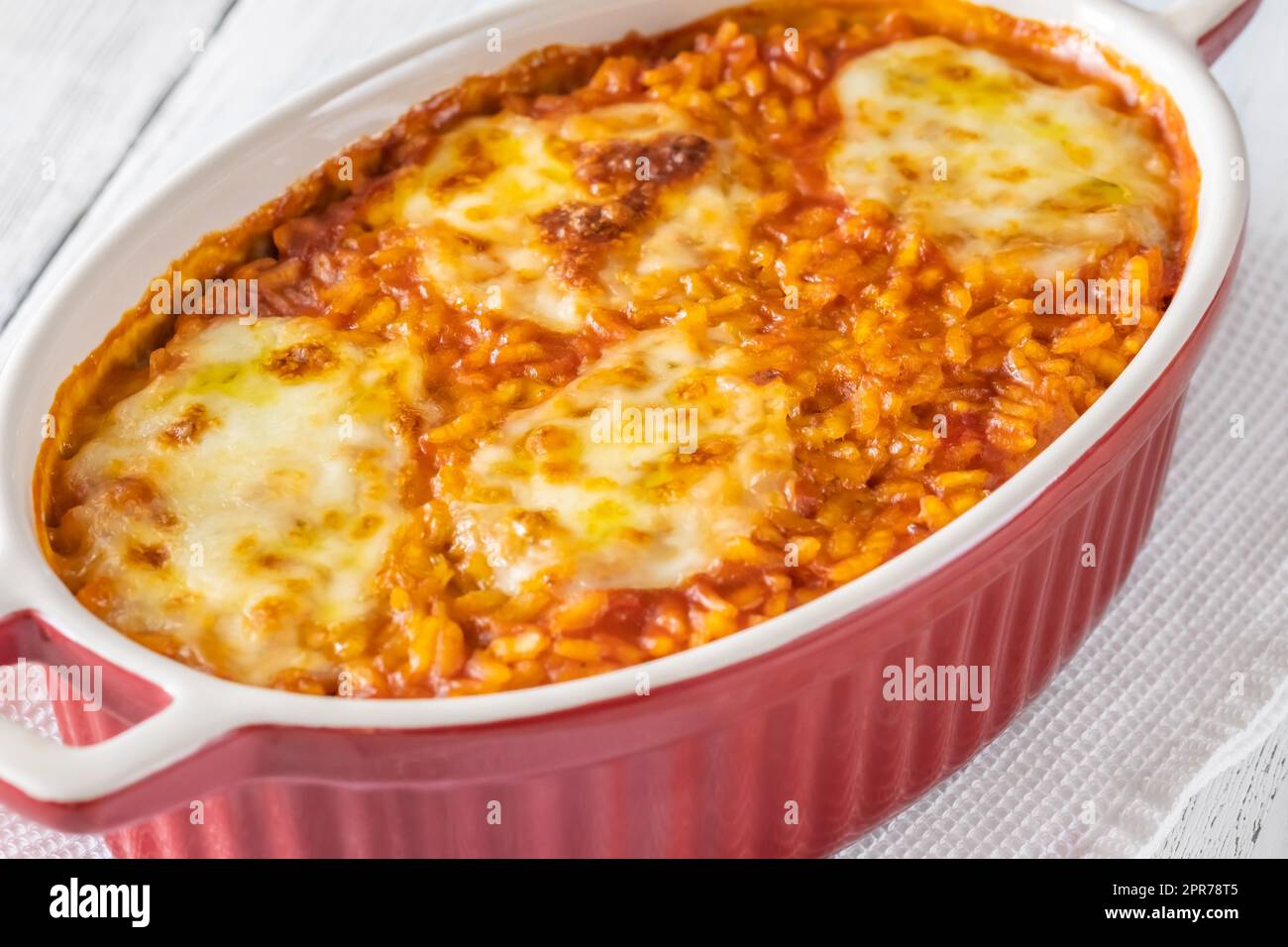 Tomato risotto with mozzarella Stock Photo Alamy