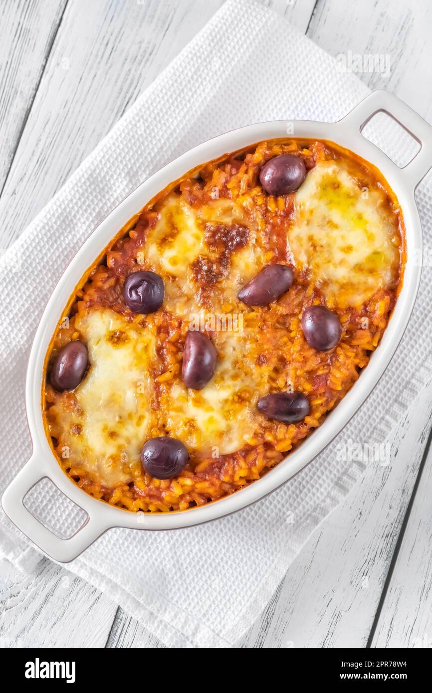 Tomato risotto with mozzarella Stock Photo Alamy