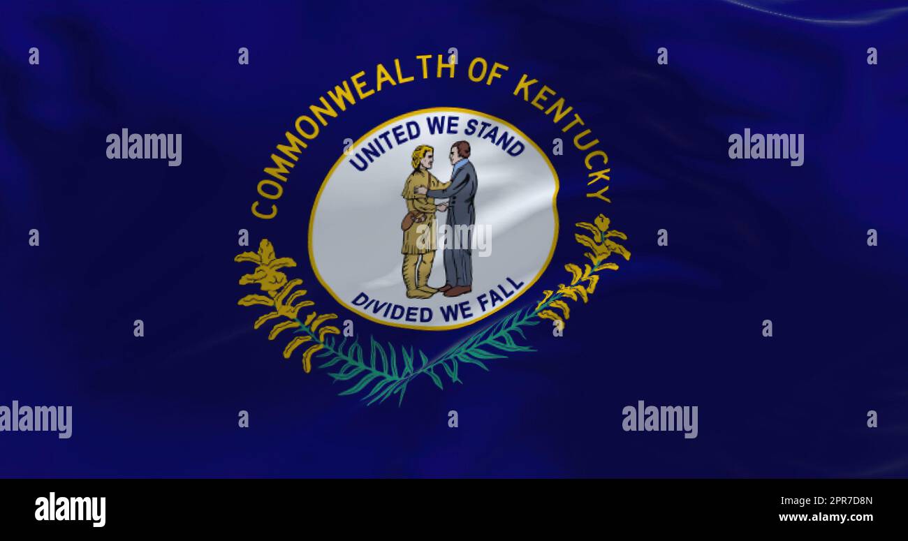 The US state flag of Kentucky waving in the wind Stock Photo Alamy
