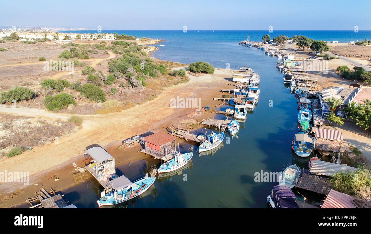 Aerial Liopetri river, Famagusta, Cyprus Stock Photo