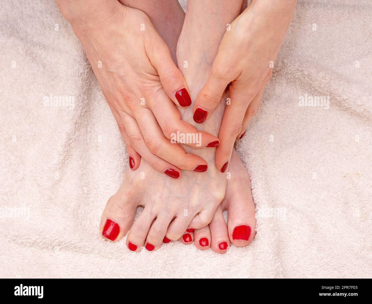 Pedicure and manicure nails Stock Photo