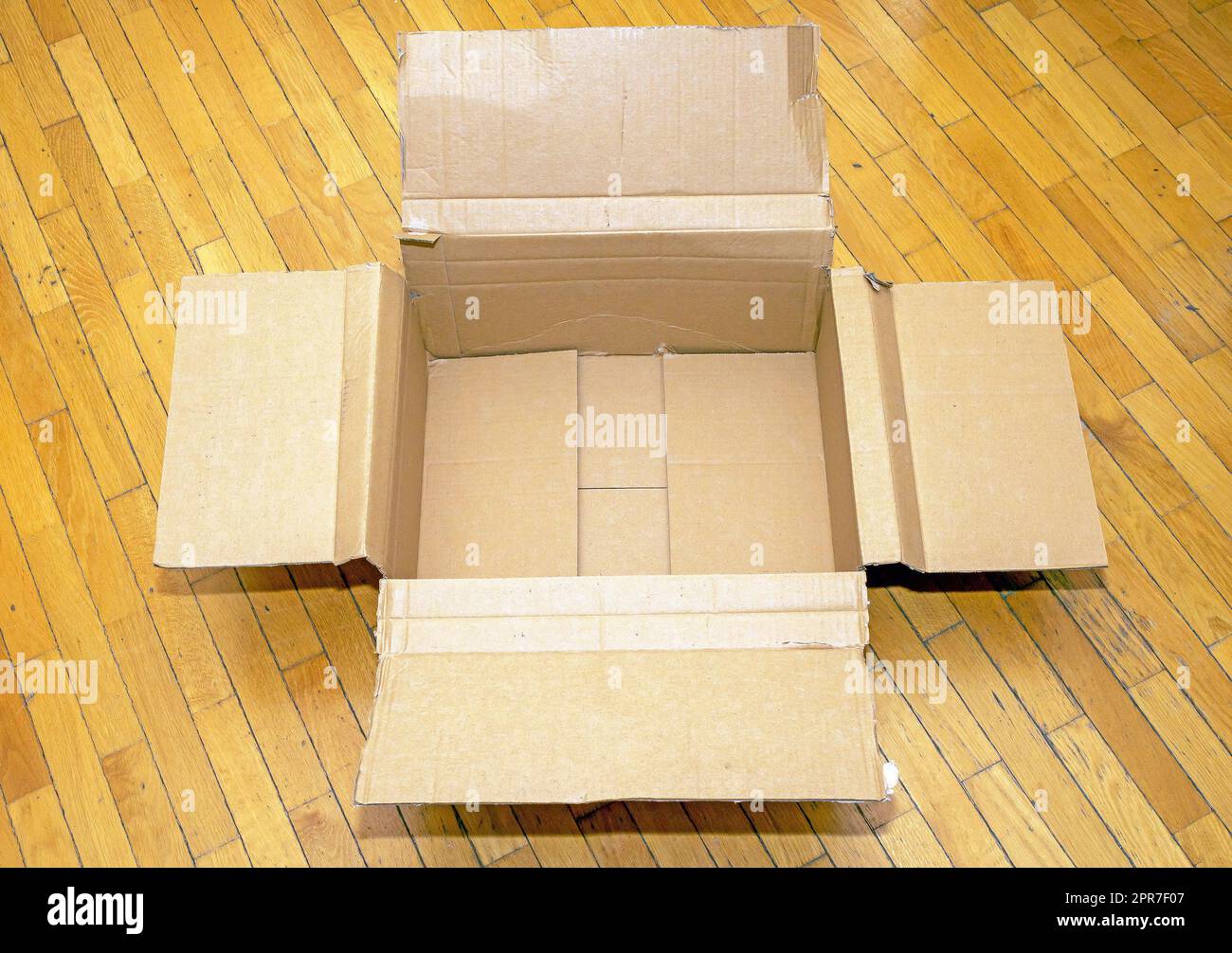 Open empty cardboard box package Stock Photo