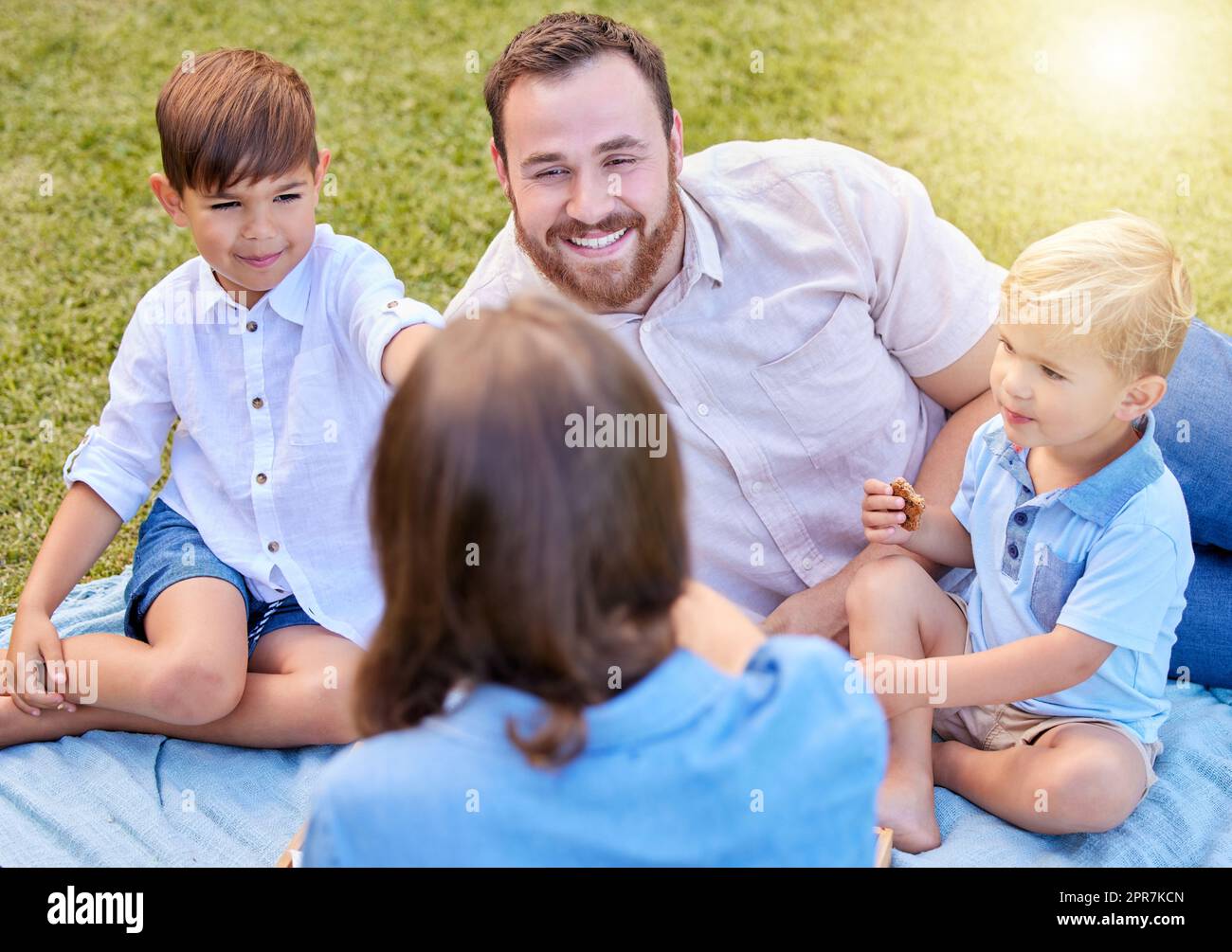 Its bonding time. a young family spending a day at the park. Stock Photo