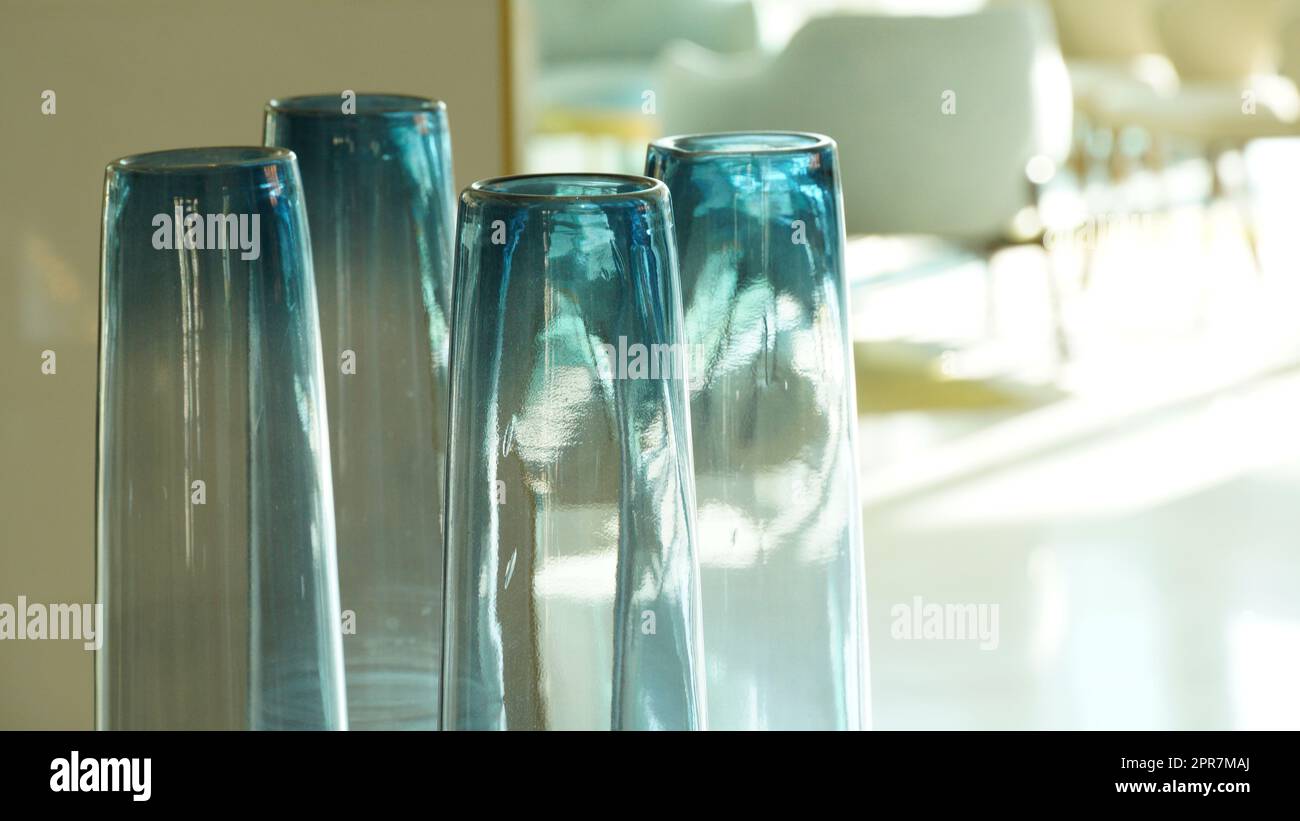 The interior of a hotel lobby. Decorative Glass vases Stock Photo Alamy