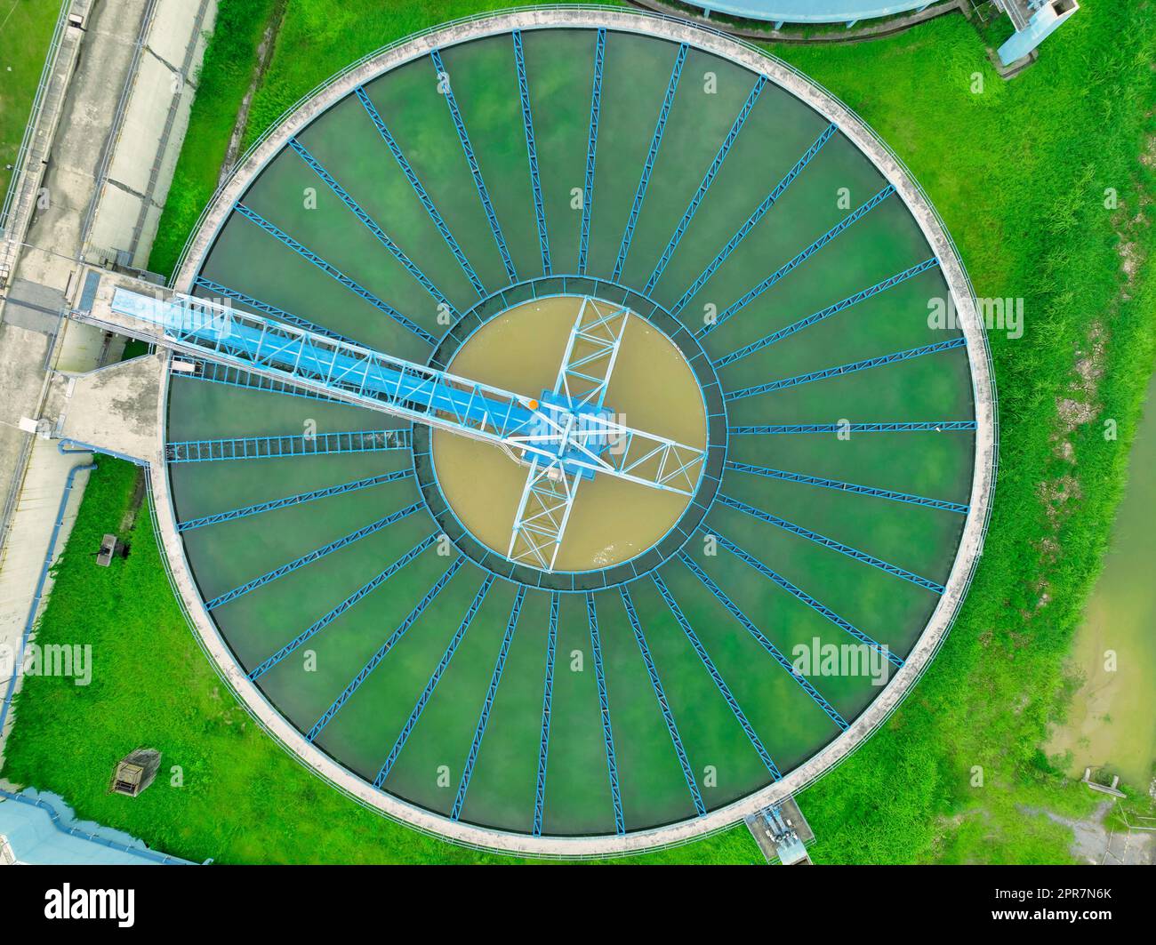 aerial view sewage treatment plant near downtown Stock Photo - Alamy
