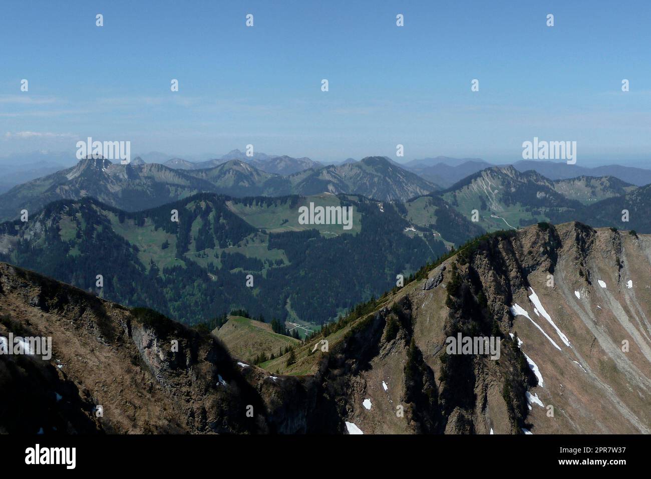 Mountain panorama from Rotwand mountain, Bavaria, Germany Stock Photo