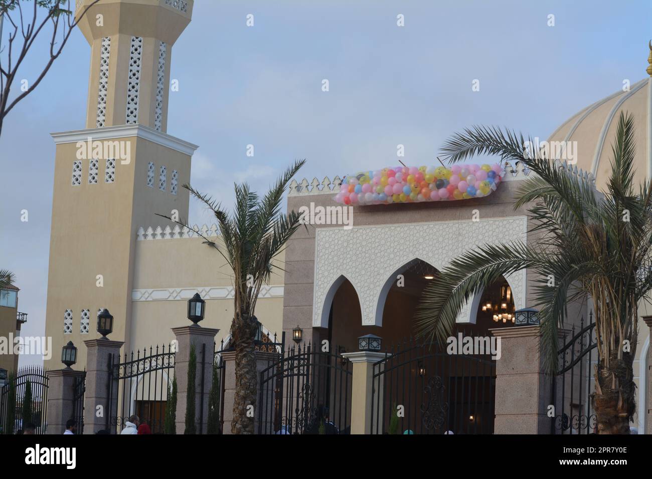 Cairo, Egypt, April 21 2023 Throwing balloons for kids and children