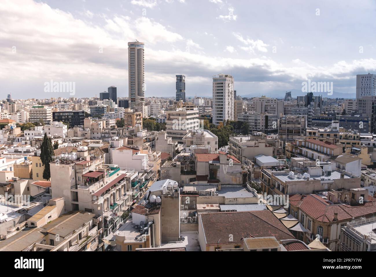 High angle view at Nicosia cityscape. Cyprus Stock Photo