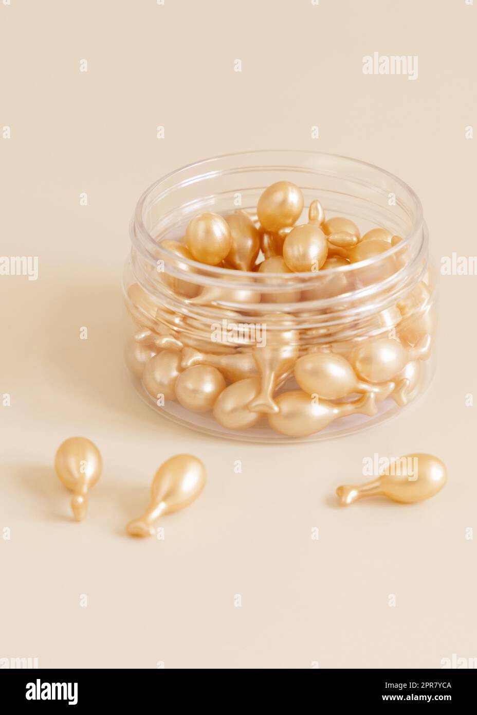 Face serum capsules in a jar on light yellow close up. Cosmetics, beauty product Stock Photo Alamy