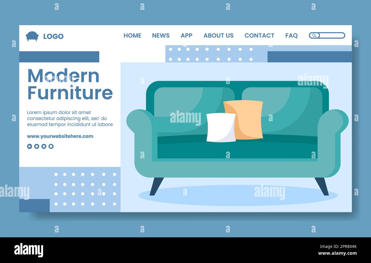 Home Furniture Social Media Landing Page Template Flat Cartoon   Home Furniture Social Media Landing Page Template Flat Cartoon Background Vector Illustration 2PR804K 