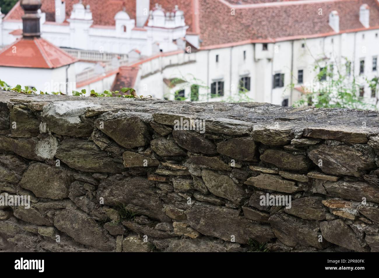 amazing old castle with a old wall made of stones Stock Photo