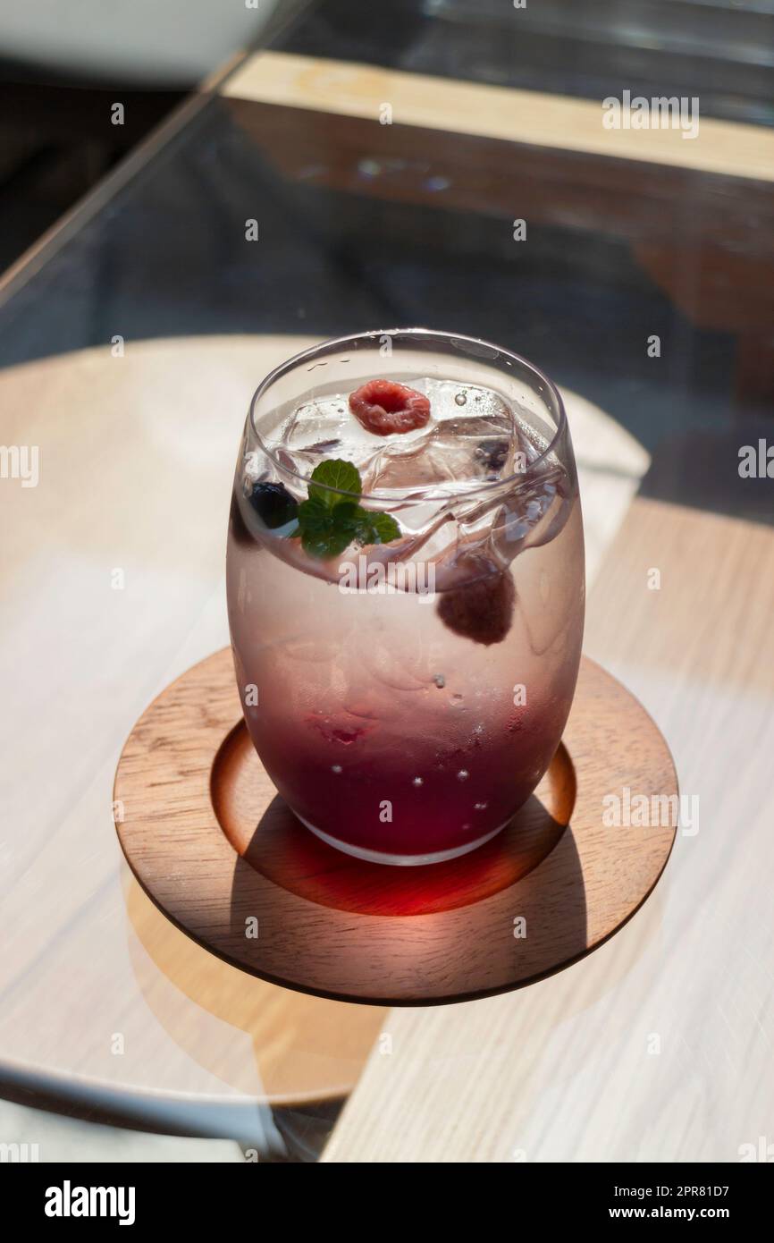 Summer refreshment raspberry soda drink Stock Photo - Alamy