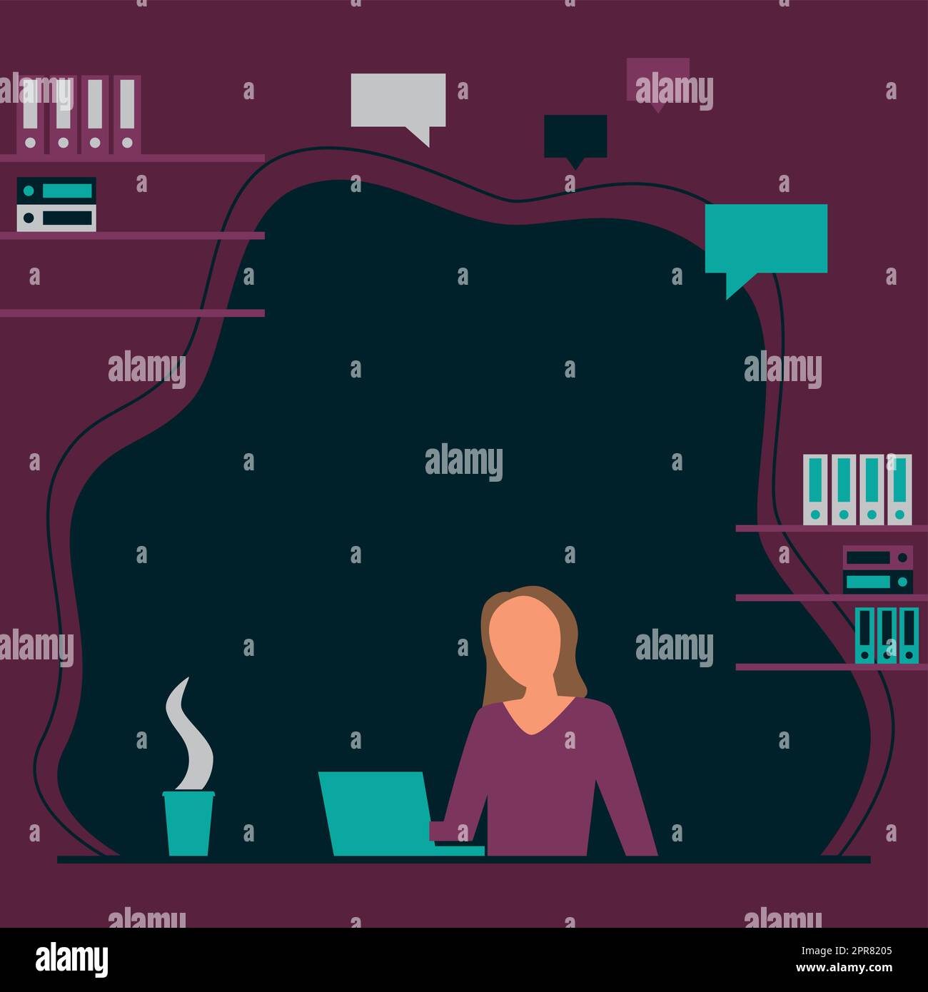 Woman Sitting On Desk Working And Presenting New Technologies ...