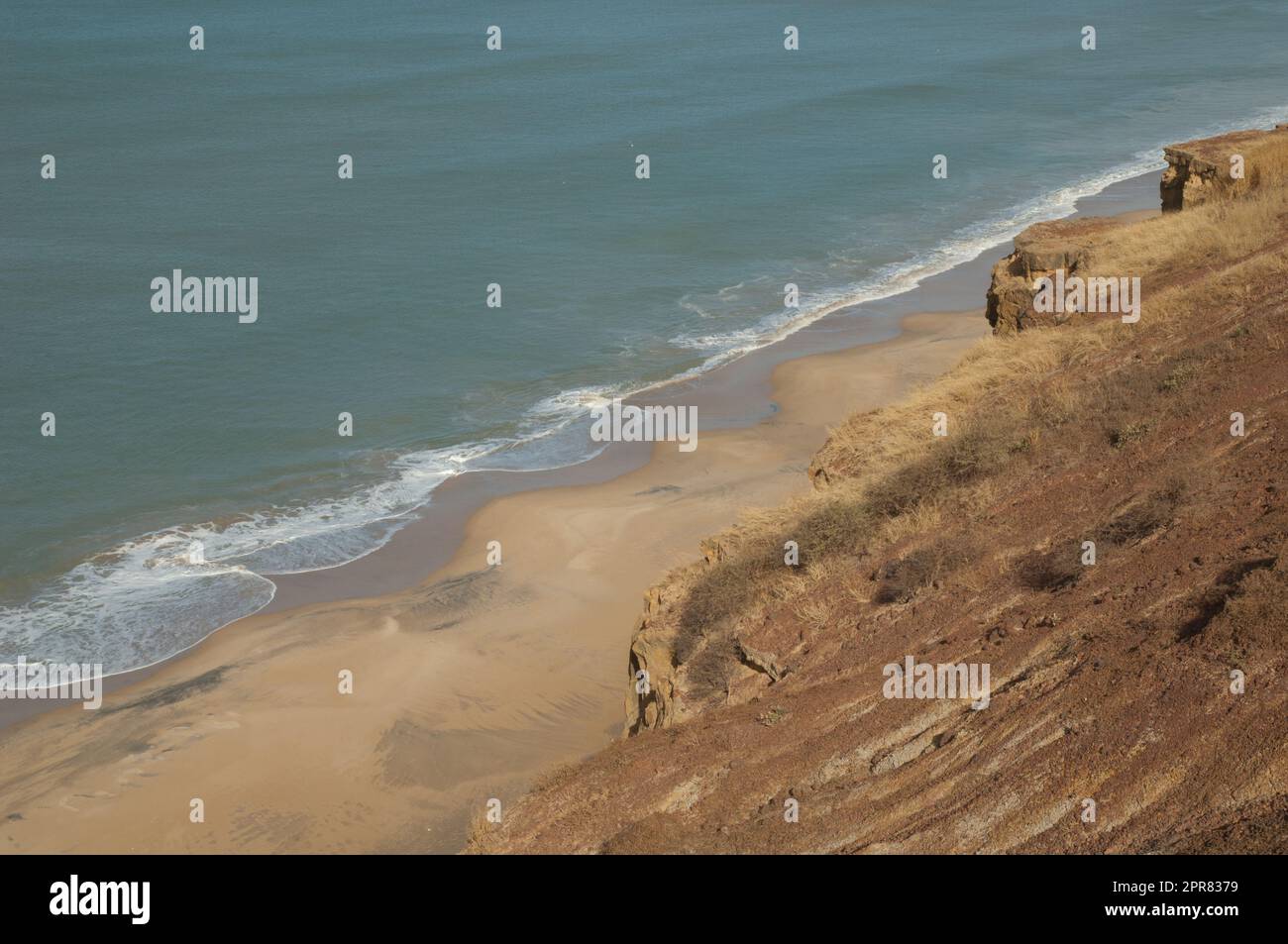 Sea cliff and beach in the Natural Reserve of Popenguine. Stock Photo