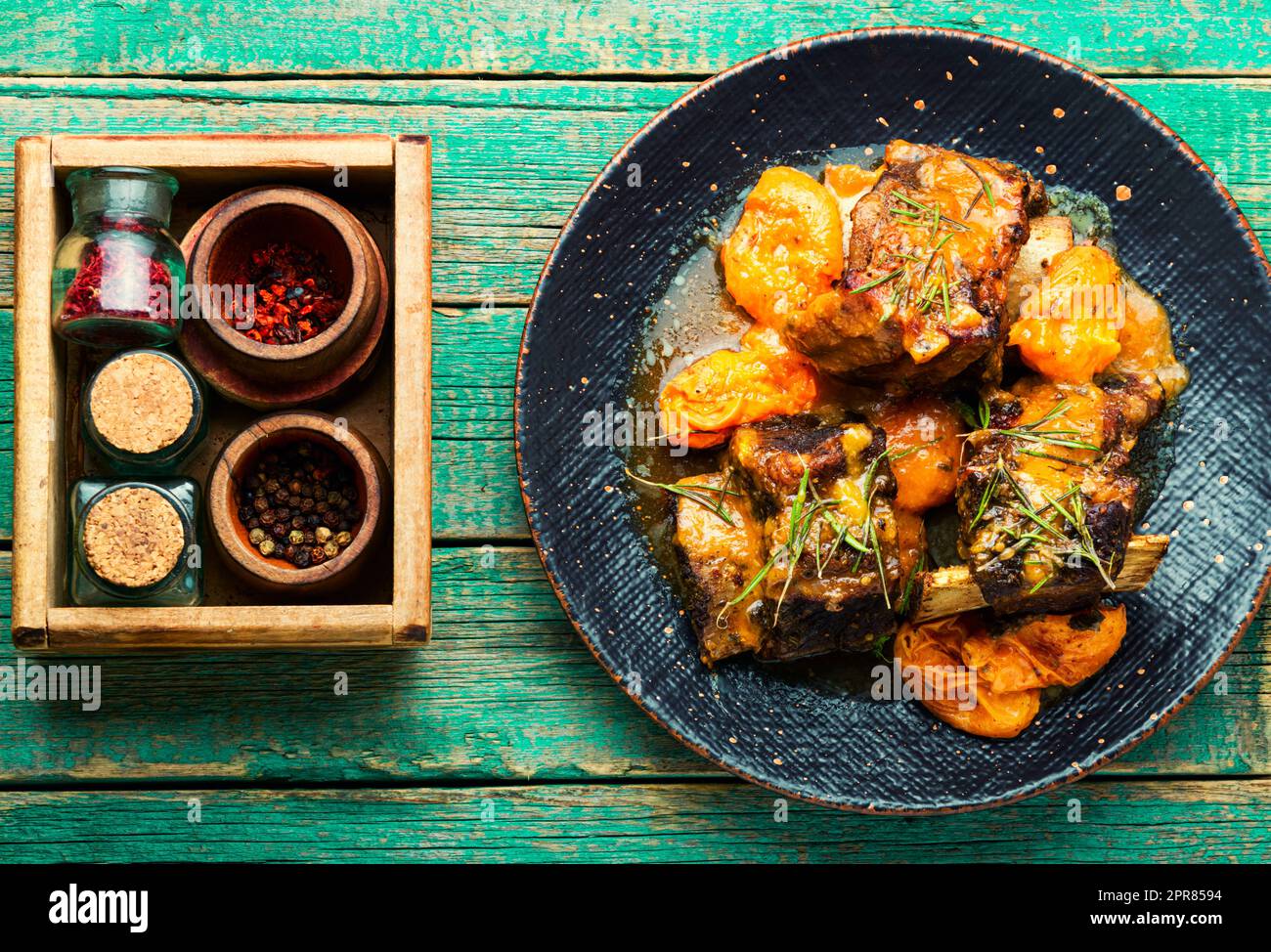 Fried pork ribs in fruit sauce Stock Photo Alamy