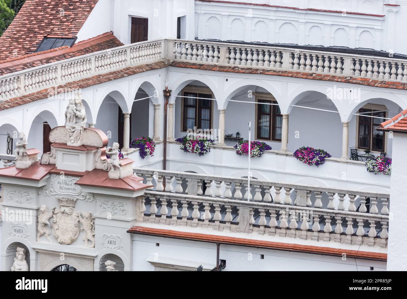 old castle with many railings in austria detail view Stock Photo - Alamy