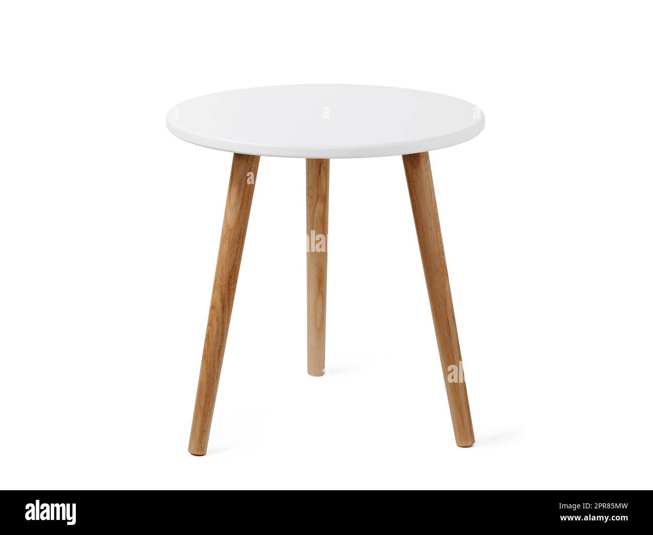End table, round coffee table isolated on white Stock Photo