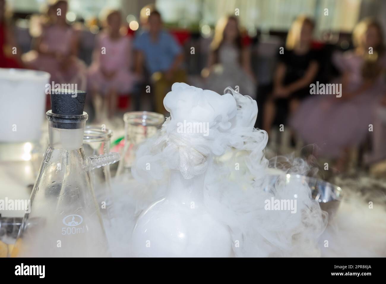 Chemical Experiments with liquid nitrogen.Experiments with dry ice for