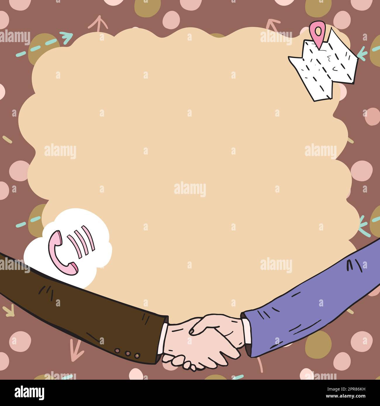 Blank frame decorated with communication harmony symbols. Empty poster