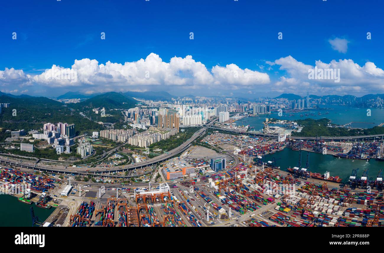 Kwai Chung, Hong Kong 15 May 2019 Top view of Kwai Chung Cargo