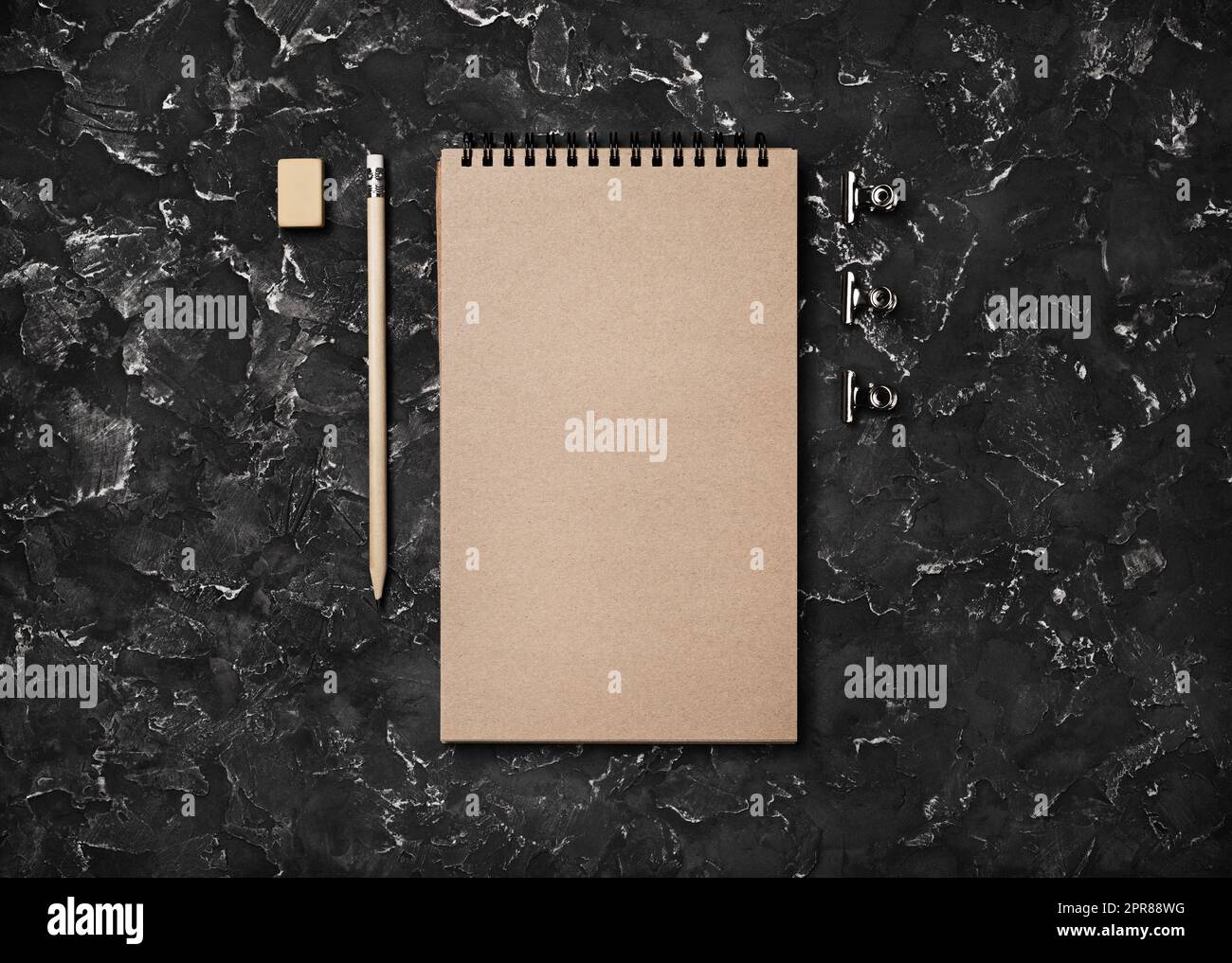 Kraft sketchbook, pencil, eraser Stock Photo Alamy