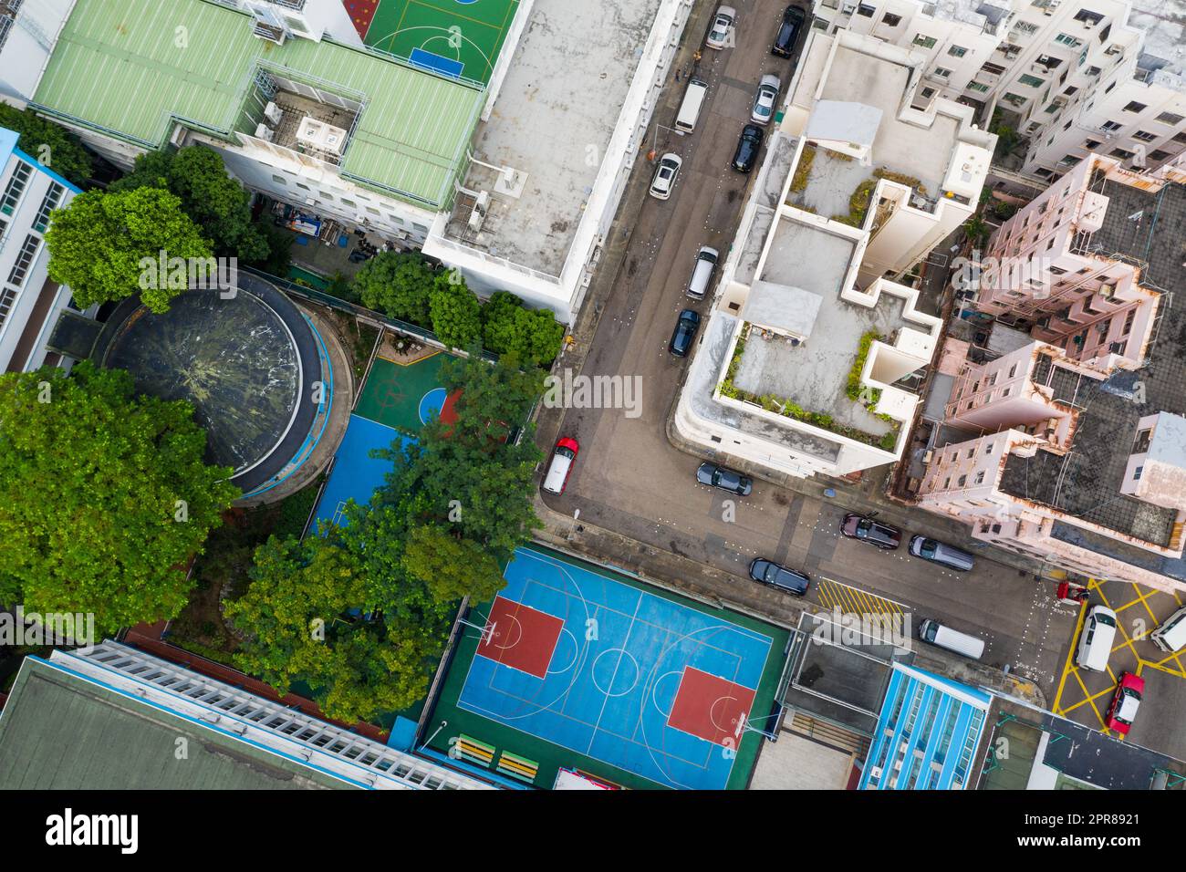 Top Down View Of Basketball Court Stock Photo Alamy