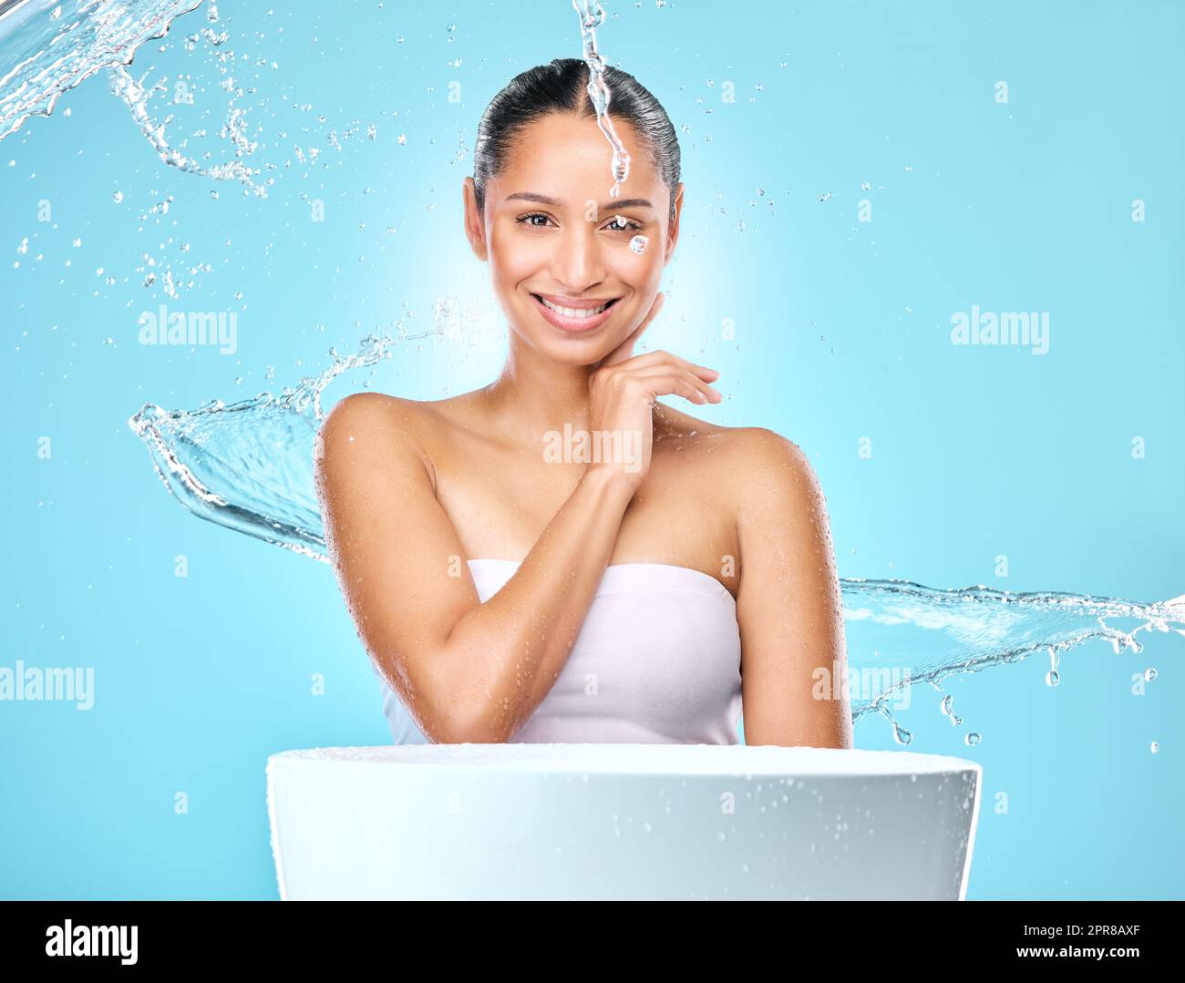 Healthy skin starts from within. Studio shot of clean water splashing