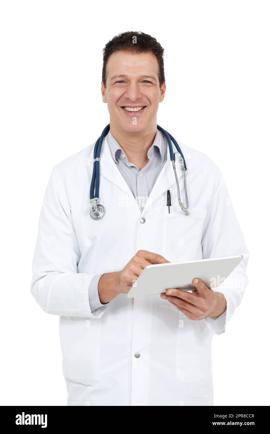 Hes got your medical history in his palm. Studio portrait of a smiling