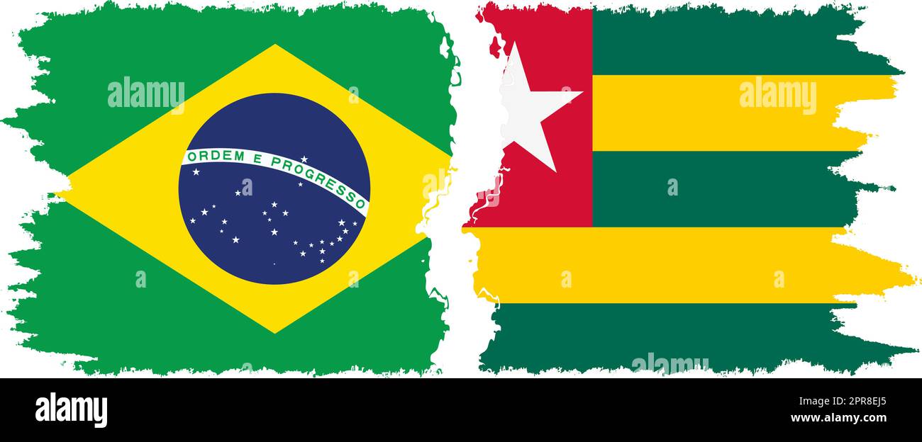 Togo and Brazil grunge flags connection, vector Stock Vector