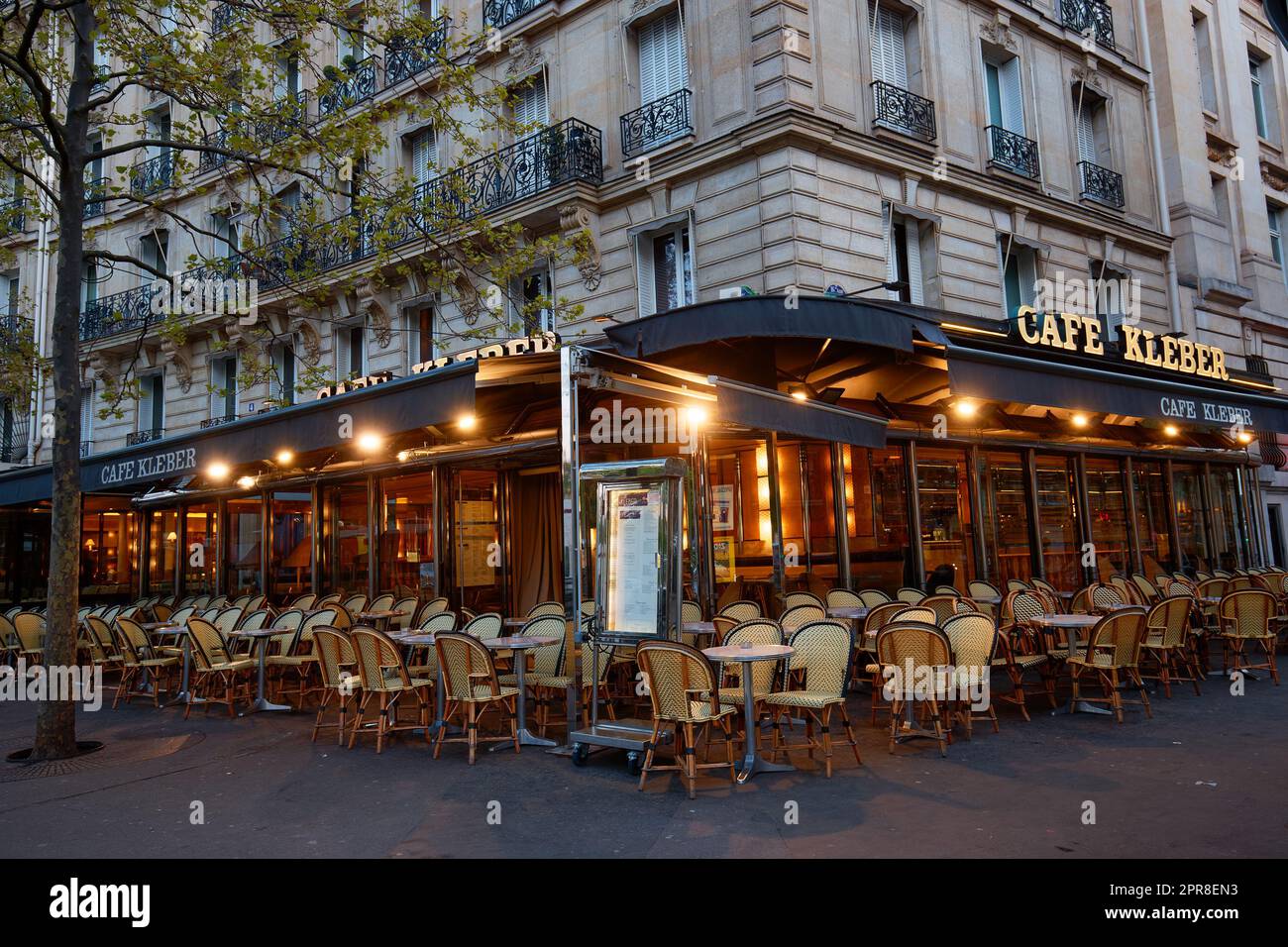 A traditional brasserie located on Place du Trocadero, Cafe Kleber is famous with its French cuisine with regional agreements. Stock Photo