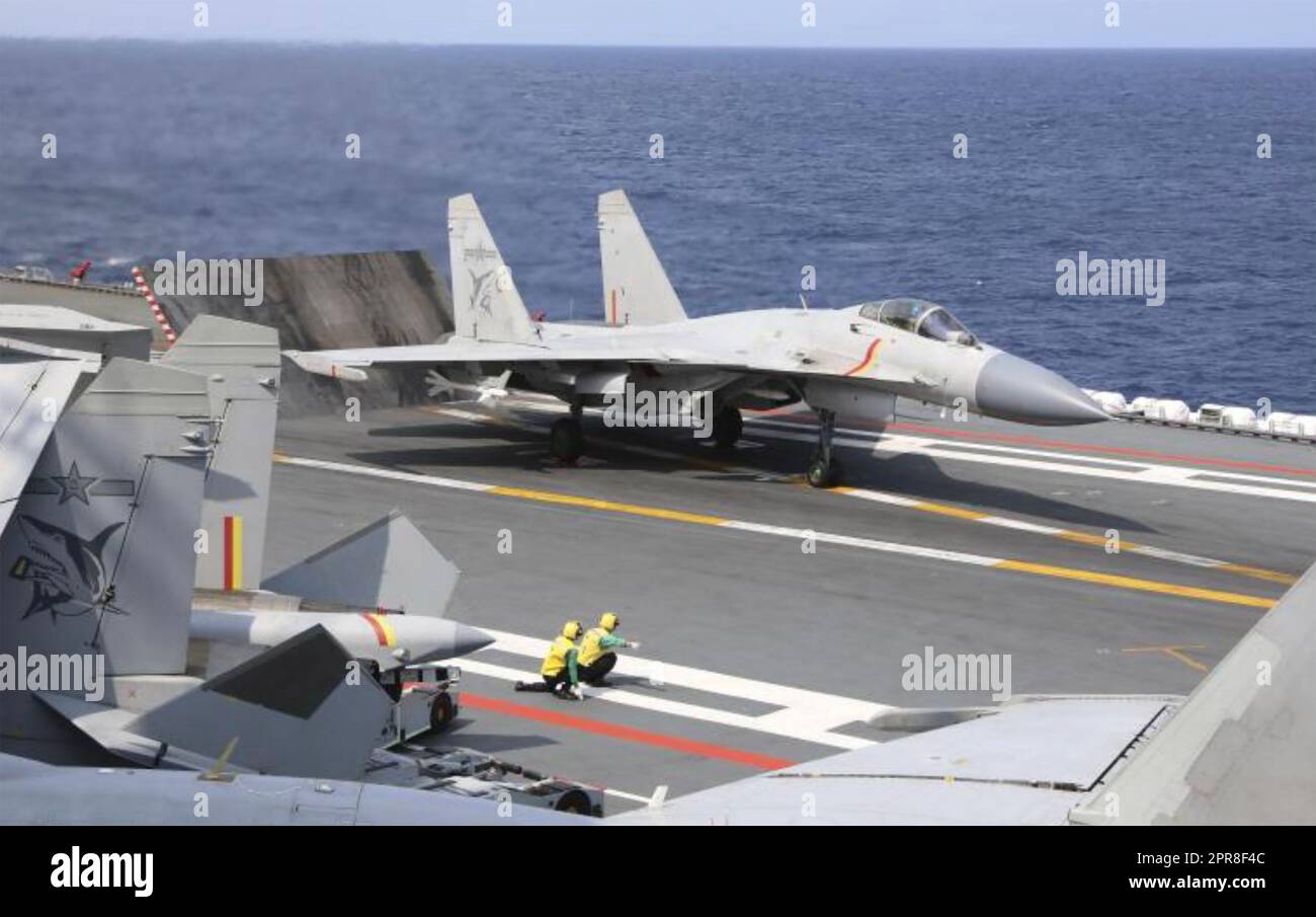 CHINESE J-16 strike fighter at take off from an aircraft carrier in 2022. Photo: Chinese Ministry of National Defence Stock Photo