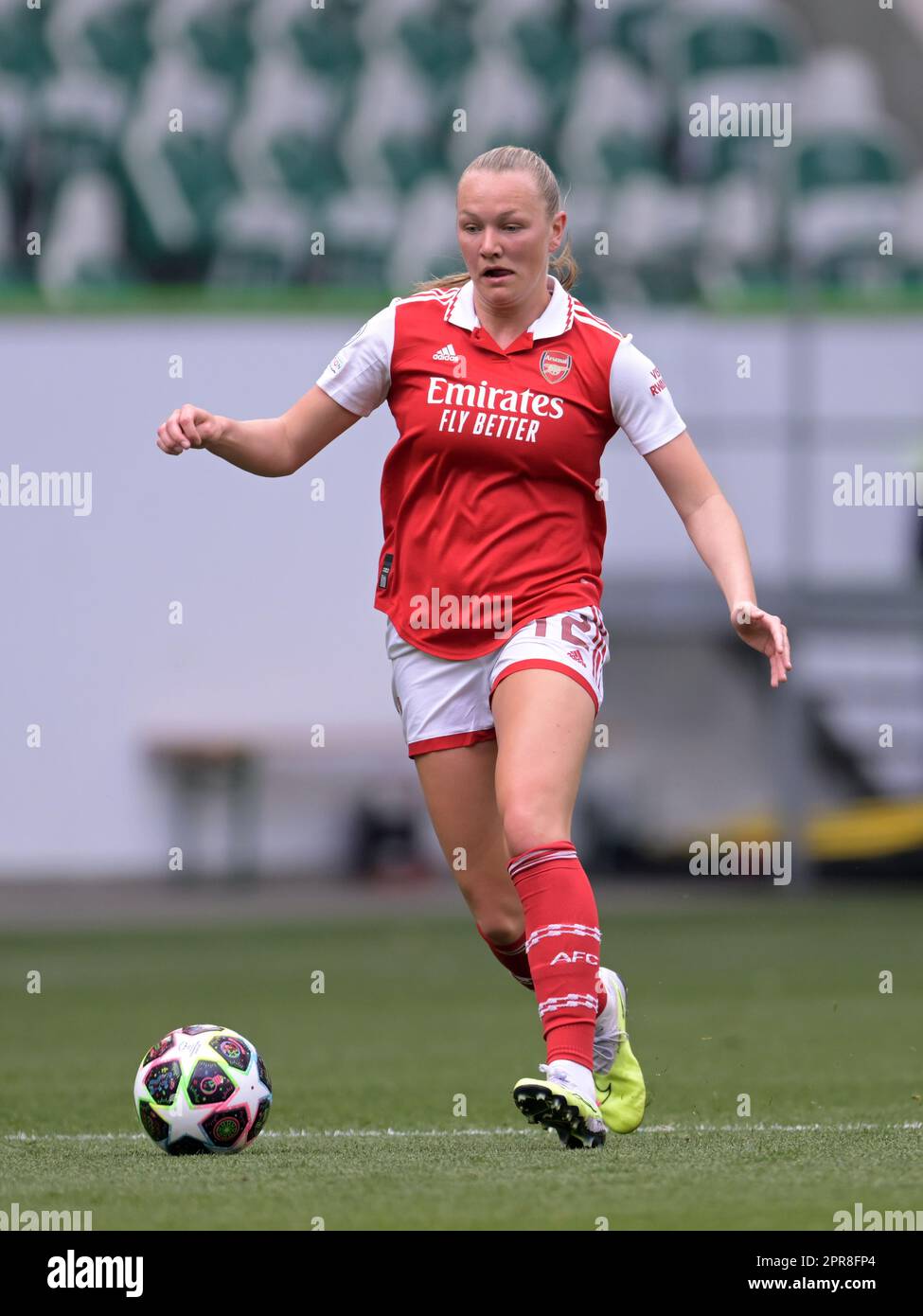 WOLFSBURG -Frida Maanum of Arsenal WFC during the UEFA Champions League Women's Semifinal match between VFL Wolfsburg and Arsenal WFC at VFL Wolfsburg Arena on April 23, 2023 in Wolfsburg, Germany. AP | Dutch Height | GERRIT OF COLOGNE Stock Photo