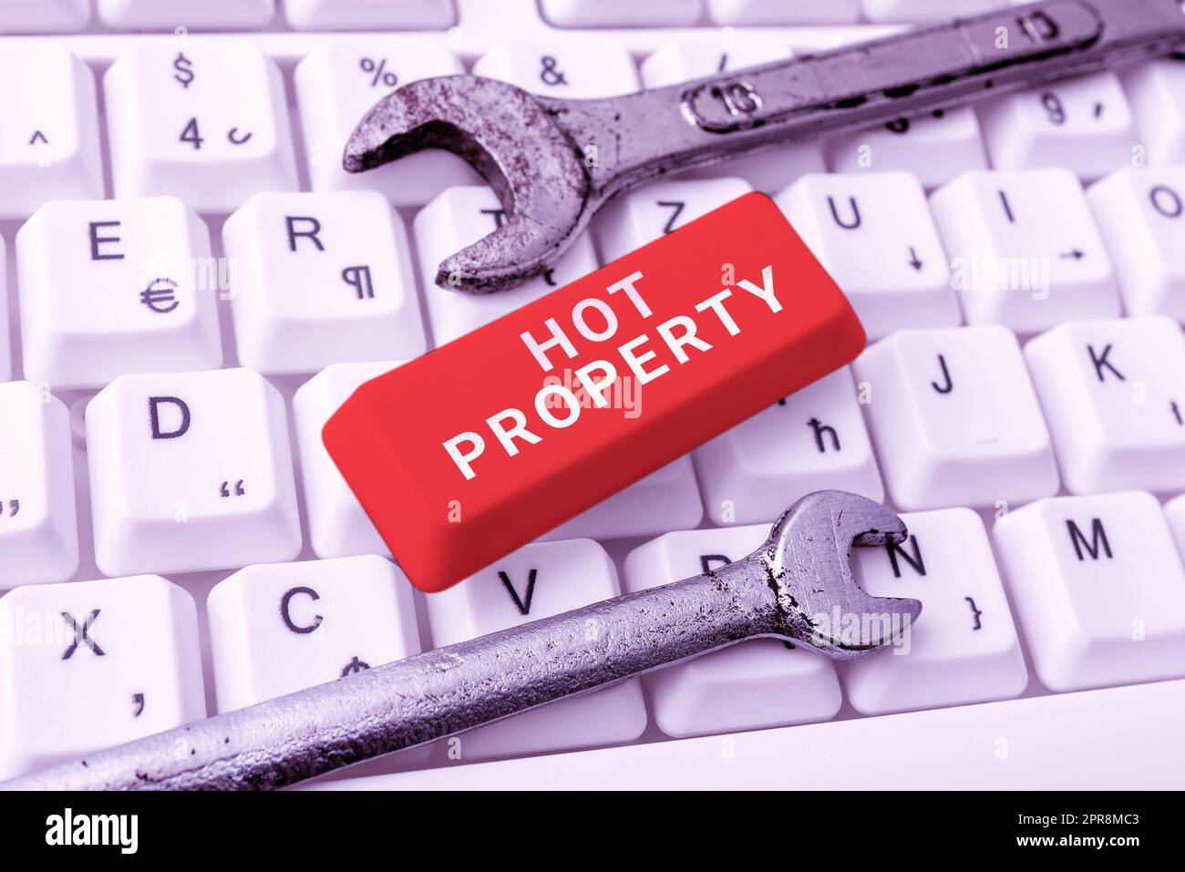 Sign displaying Hot Property. Word for Something which is sought after or is Heavily Demanded -48843 Stock Photo
