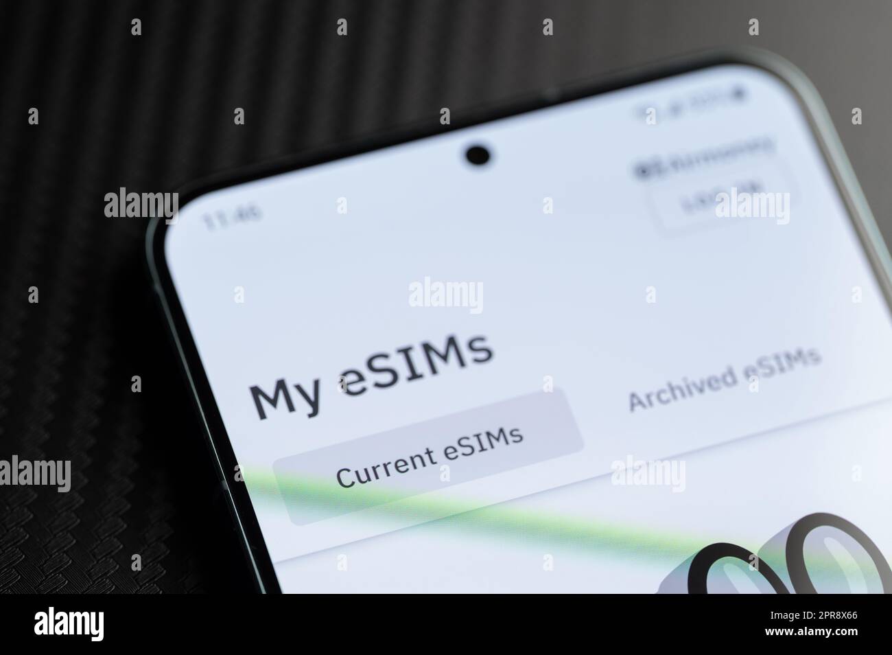 New york, USA - April 26, 2023: Selection of eSIMs on smartphone screen close up view Stock Photo