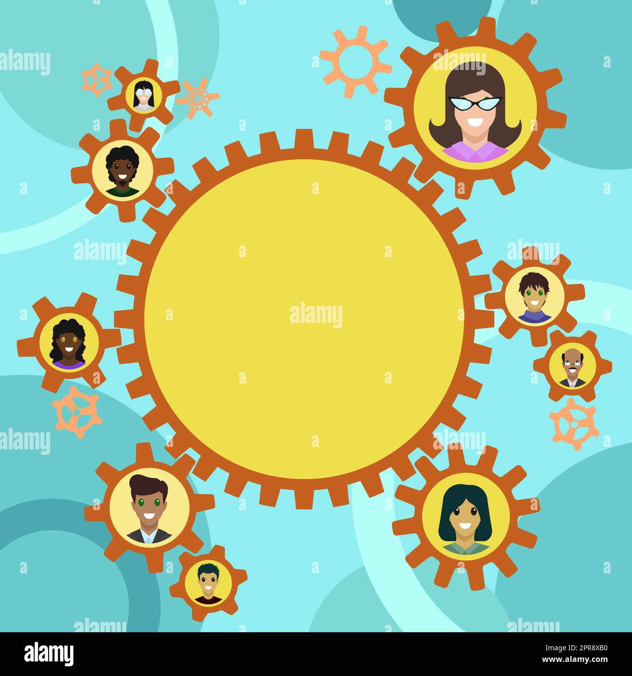 Colleagues Presented Inside Cogwheels Showing Definition Of Teamwork