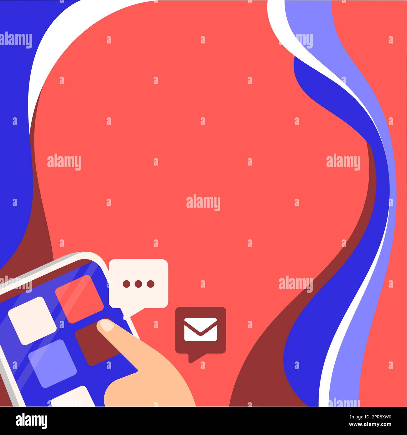 Finger Pressing Application Button Presenting Technological Advances Global Network Connection. Hand Using Mobile Opening Digital Representing Technology Development. Stock Vector