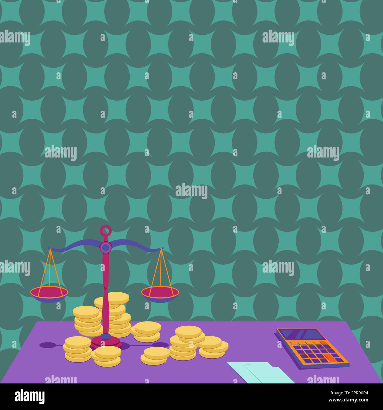 Balance Scale Surrounded By Coins Calculator Counting Financial