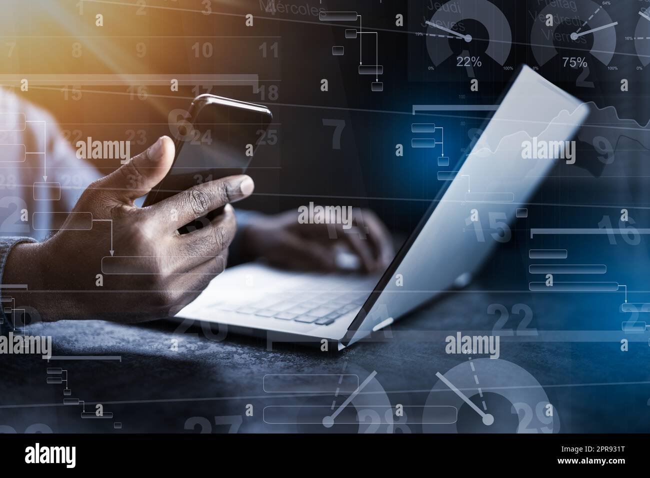 Financial Data Analyst Using Mobile Analytics Stock Photo