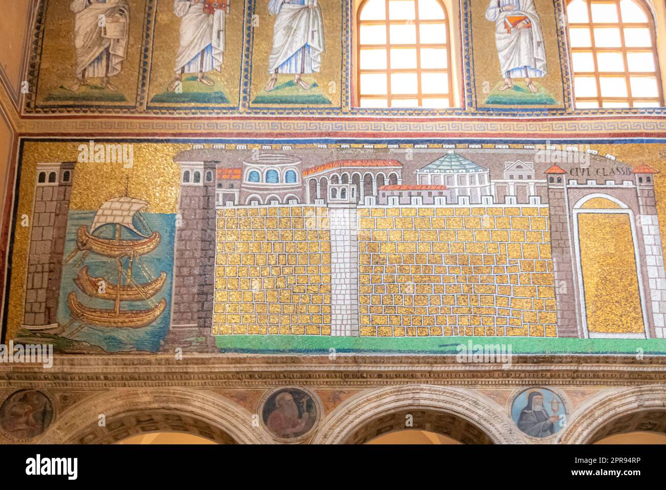 1.11.21-Ravenna, Italy, The Basilica of Sant'Apollinare Nuovo is a basilica church erected by the Ostrogothic king Theodoric. This Arian church was or Stock Photo