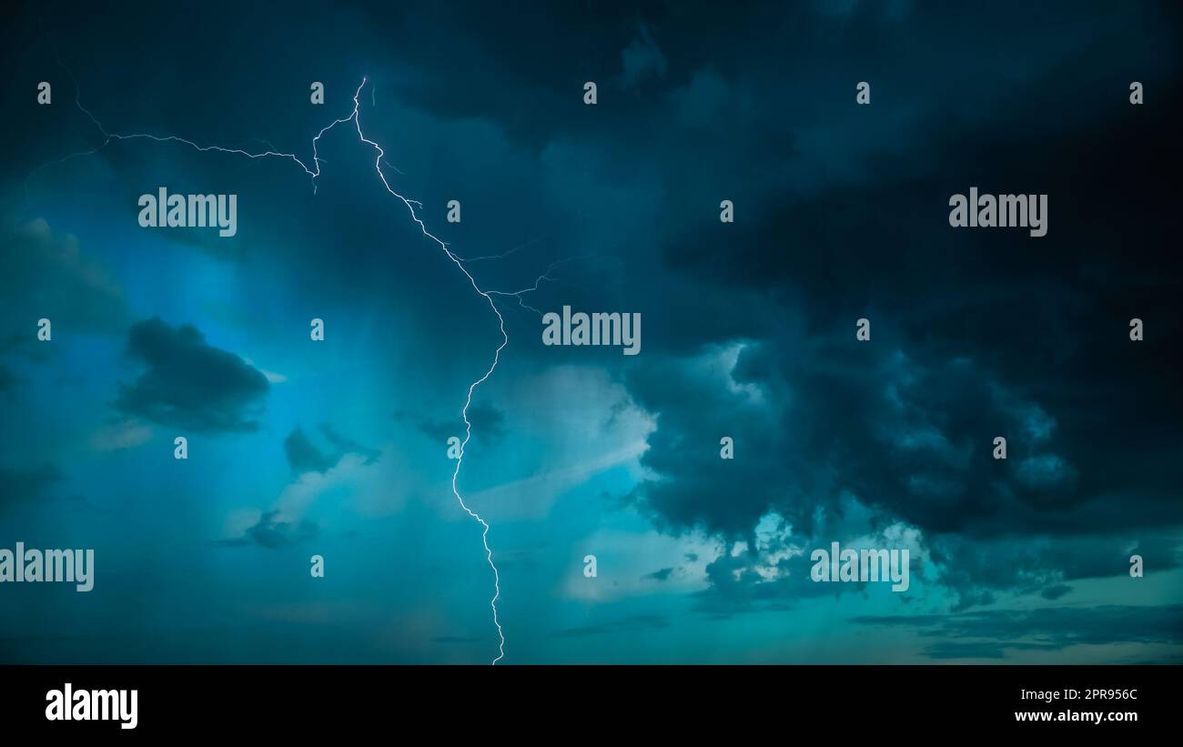 Lightning On Background Of Night Stormy Sky Before Rain. Cloudy Sky ...