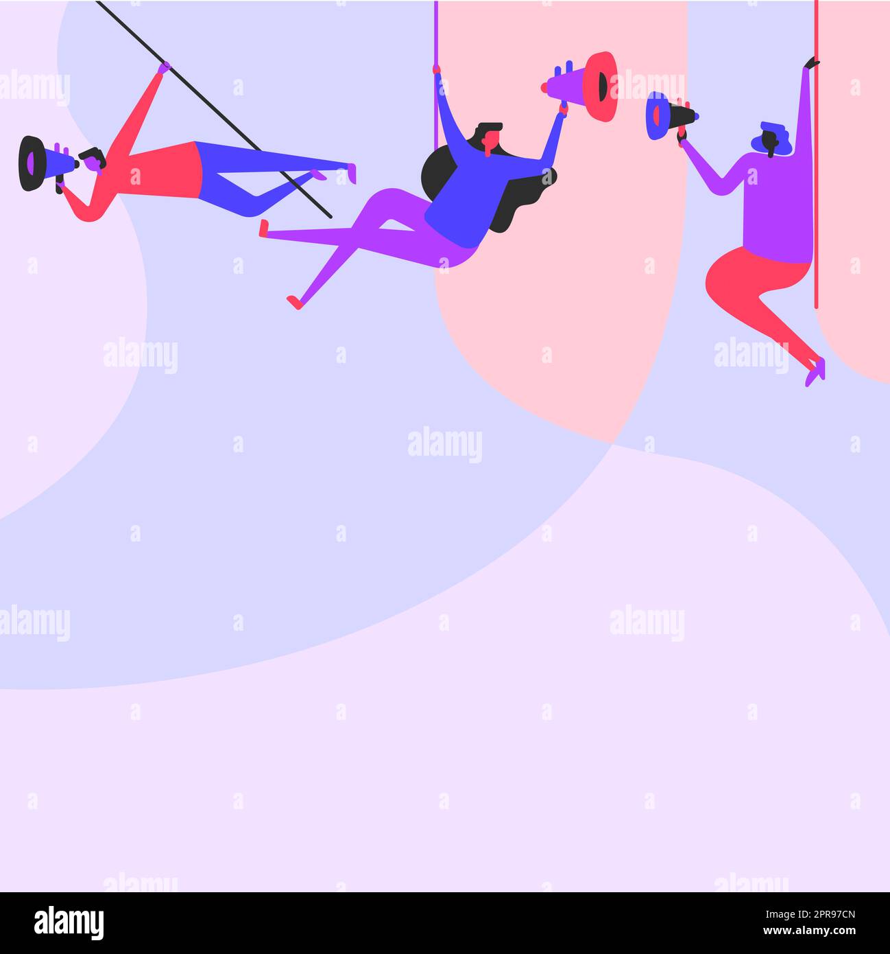Illustration Of People Hanging At The Ceiling With Megaphones Making