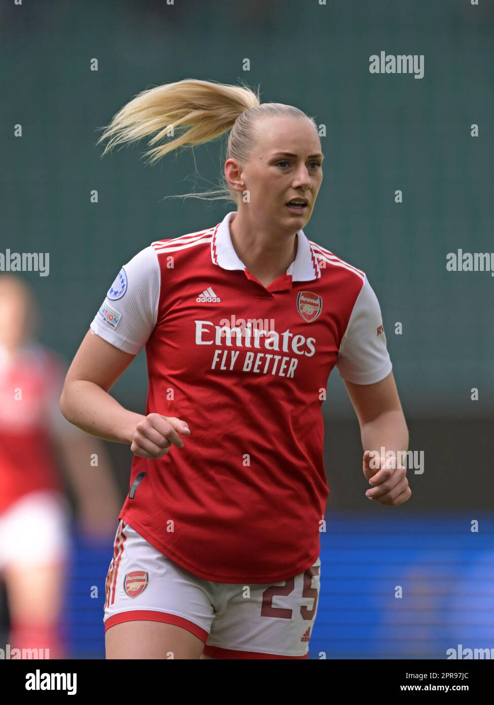 WOLFSBURG - Stina Blackstenius of Arsenal WFC during the UEFA Champions League Women's Semifinal match between VFL Wolfsburg and Arsenal WFC at VFL Wolfsburg Arena on April 23, 2023 in Wolfsburg, Germany. AP | Dutch Height | GERRIT OF COLOGNE Stock Photo