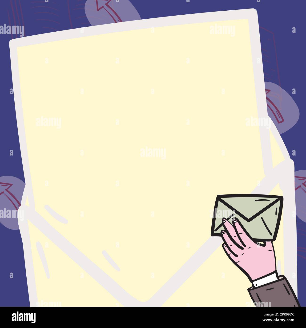 Professional Holding Letter And Envelope With Memorandum. Businessman With Postcard In Hands Receiving Important And Crucial Business Information. Stock Vector