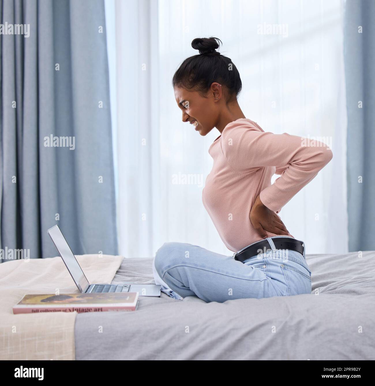 Woman in bedroom alone full length hi-res stock photography and images photo
