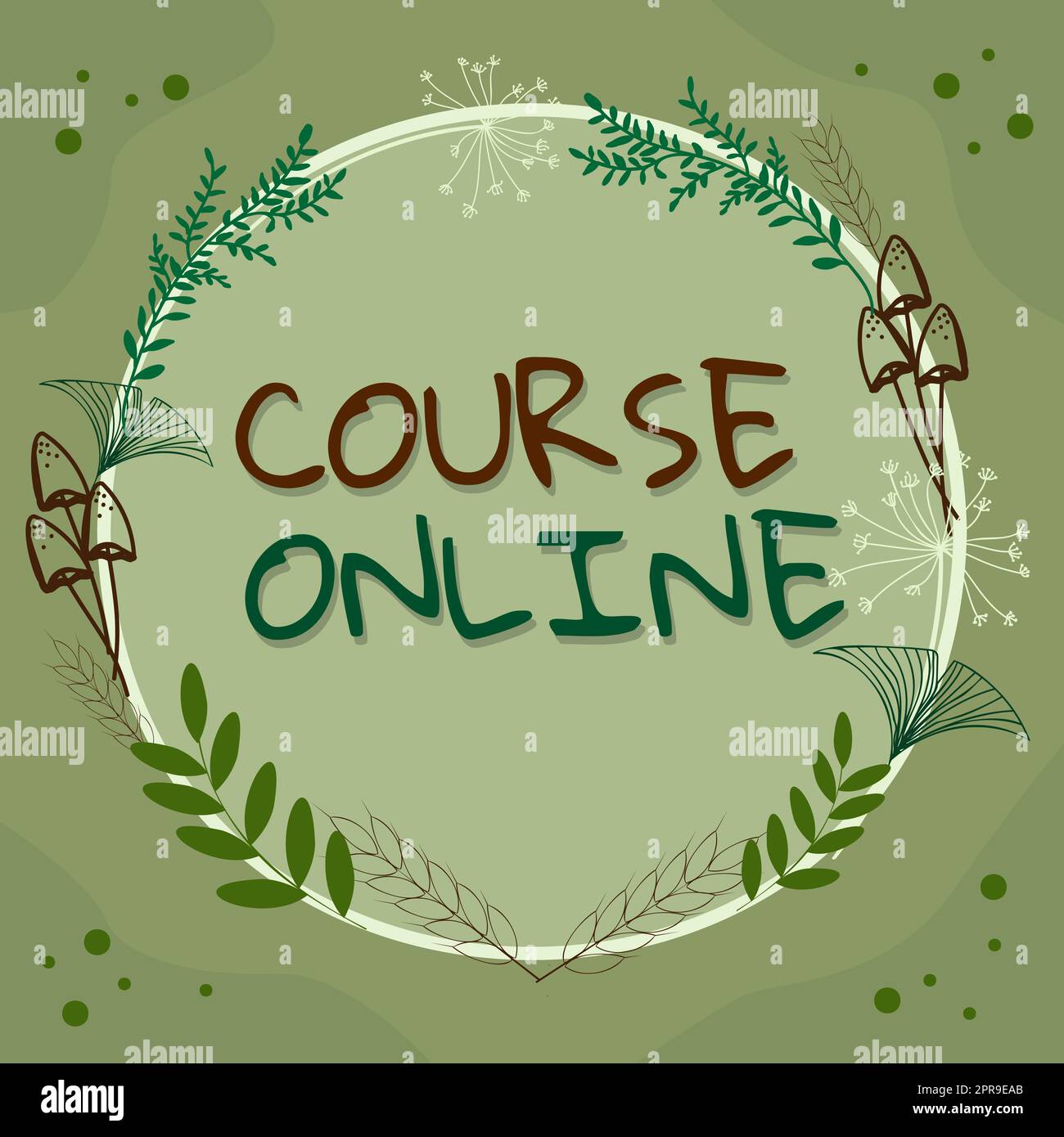 Writing displaying text Course Online. Business overview eLearning Electronic Education Distant Study Digital Class Frame Decorated With Colorful Flowers And Foliage Arranged Harmoniously. Stock Photo