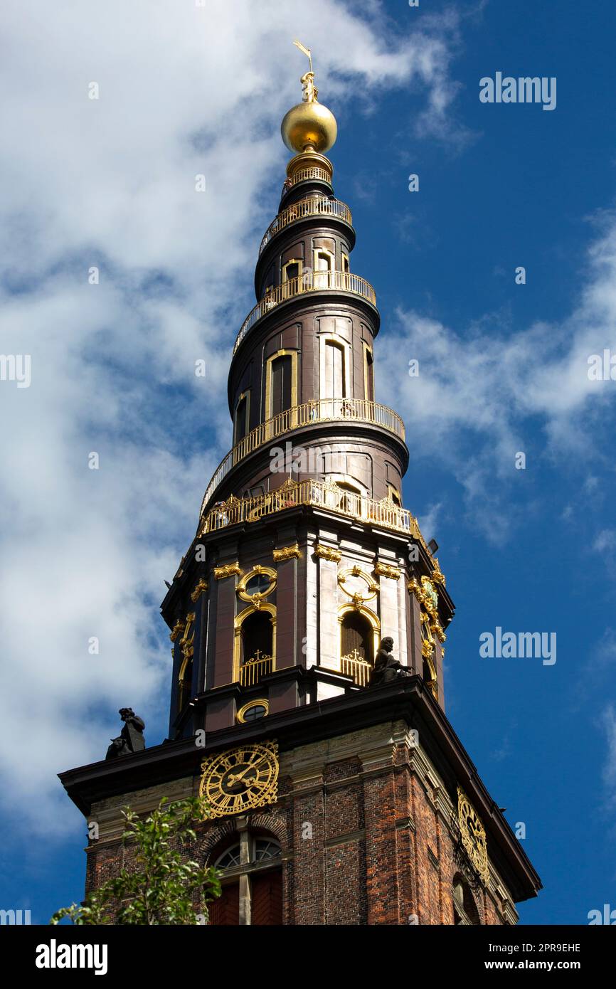Our Savior Church, a baroque church known for its exterior spiral staircase that can climb to the top, Copenhagen, Denmark Stock Photo