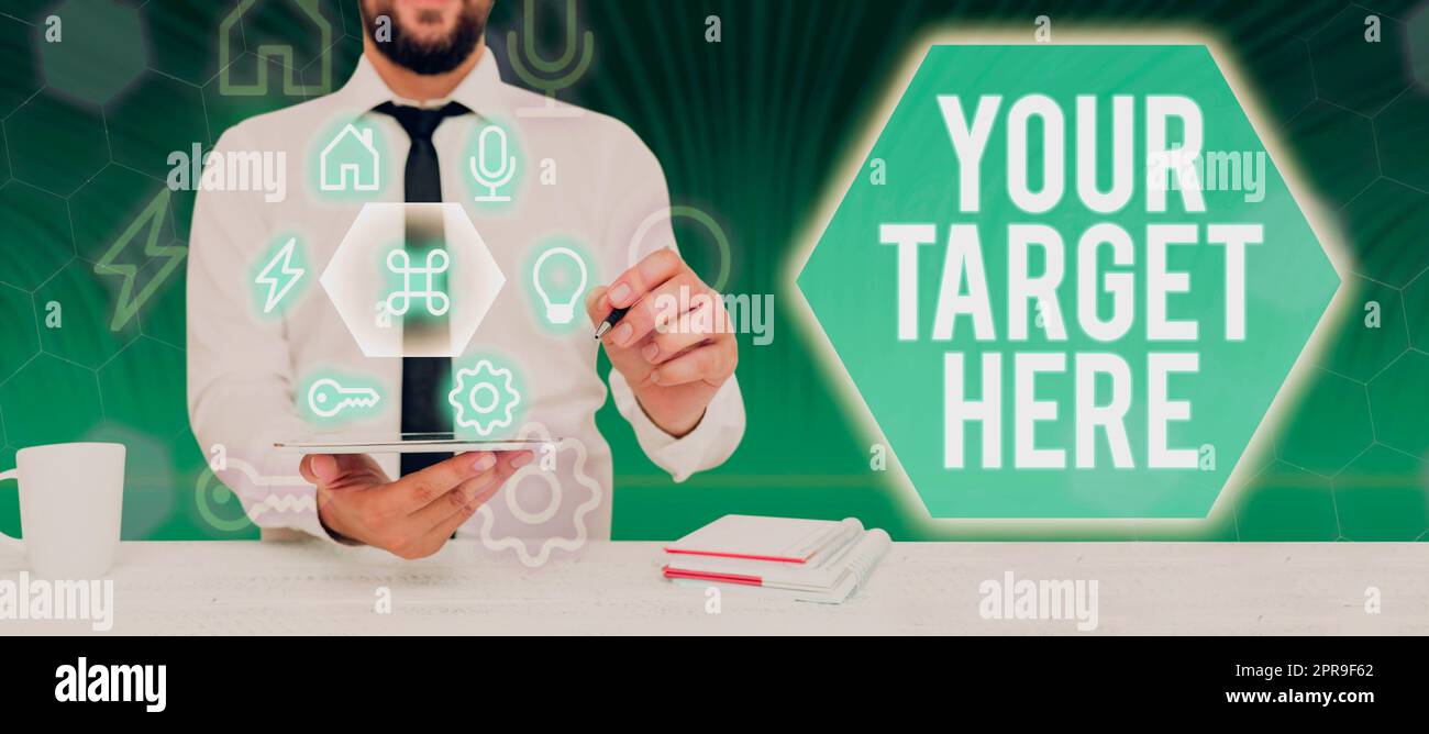 Text caption presenting Your Target Here. Business overview Be focused ...